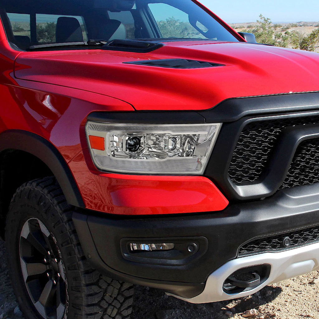 2019-2024 Dodge RAM 1500 Switchback Sequential LED Turn Signal Projector Headlights (Chrome Housing/Clear Lens)