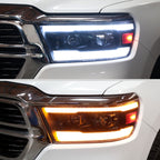 2019-2024 Dodge RAM 1500 Switchback Sequential LED Turn Signal Projector Headlights (Matte Black Housing/Clear Lens)
