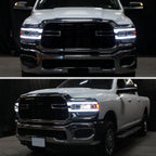 2019-2024 Dodge RAM 2500/3500/4500/5500 Switchback Sequential LED Turn Signal Projector Headlights (Chrome Housing/Clear Lens)