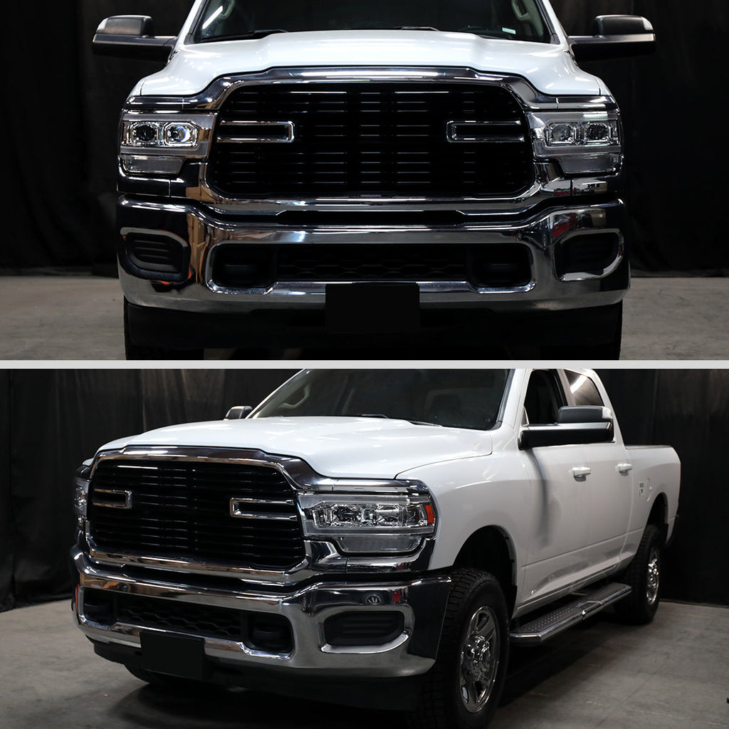 2019-2024 Dodge RAM 2500/3500/4500/5500 Switchback Sequential LED Turn Signal Projector Headlights (Chrome Housing/Clear Lens)