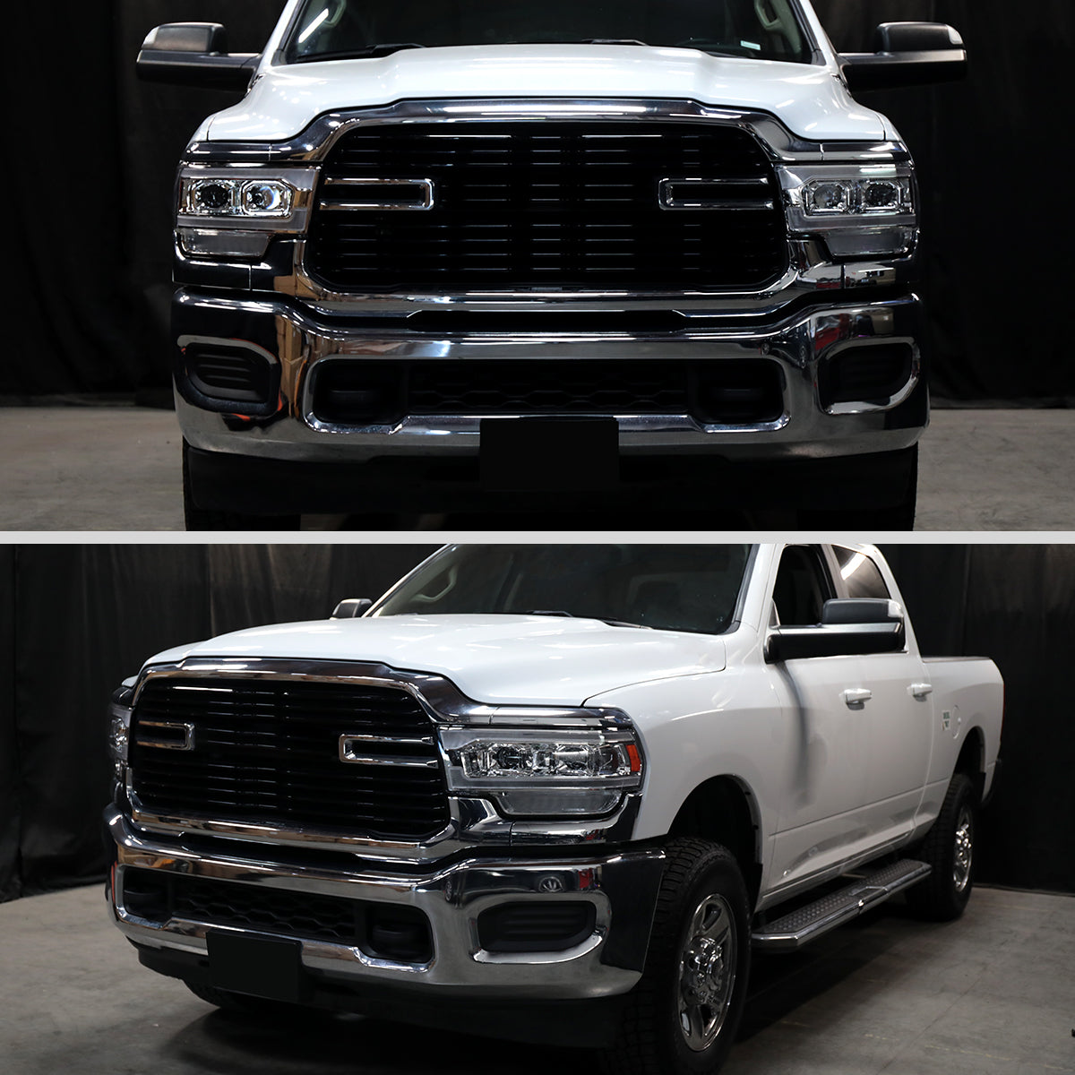 2019-2024 Dodge RAM 2500/3500/4500/5500 Switchback Sequential LED Turn Signal Projector Headlights (Chrome Housing/Clear Lens)