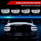 2019-2024 Dodge RAM 2500/3500/4500/5500 Switchback Sequential LED Turn Signal Projector Headlights (Chrome Housing/Clear Lens)