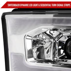2019-2024 Dodge RAM 2500/3500/4500/5500 Switchback Sequential LED Turn Signal Projector Headlights (Chrome Housing/Clear Lens)