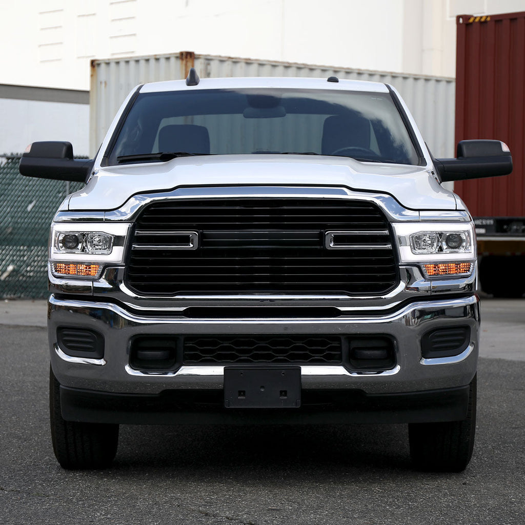 2019-2024 Dodge RAM 2500/3500/4500/5500 LED Tube Projector Headlights (Chrome Housing/Clear Lens)