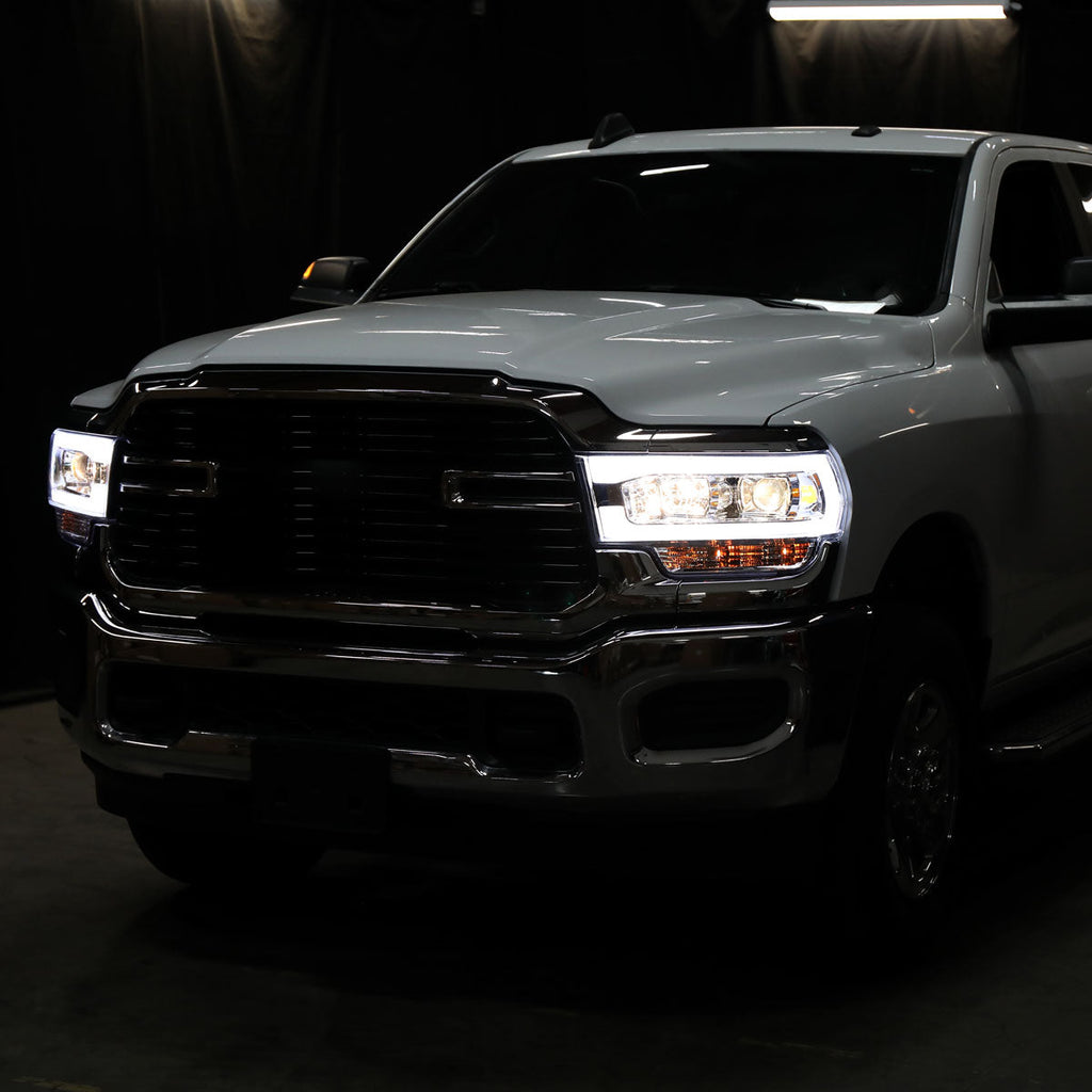 2019-2024 Dodge RAM 2500/3500/4500/5500 LED Tube Projector Headlights (Chrome Housing/Clear Lens)