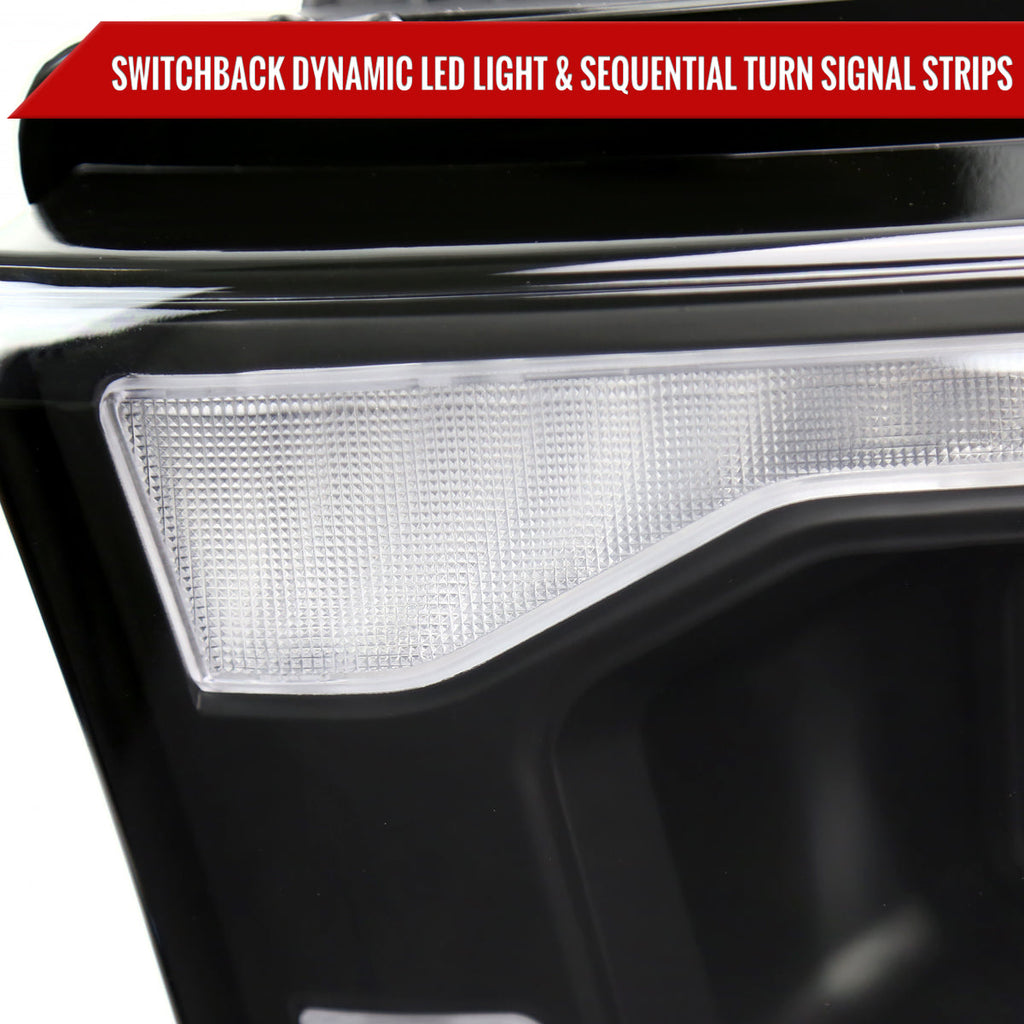 2019-2024 Dodge RAM 2500/3500/4500/5500 Switchback Sequential LED Turn Signal Projector Headlights (Matte Black Housing/Clear Lens)