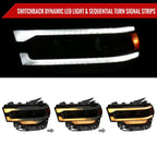 2019-2024 Dodge RAM 2500/3500/4500/5500 Switchback Sequential LED Turn Signal Projector Headlights (Jet Black Housing/Smoked Lens)