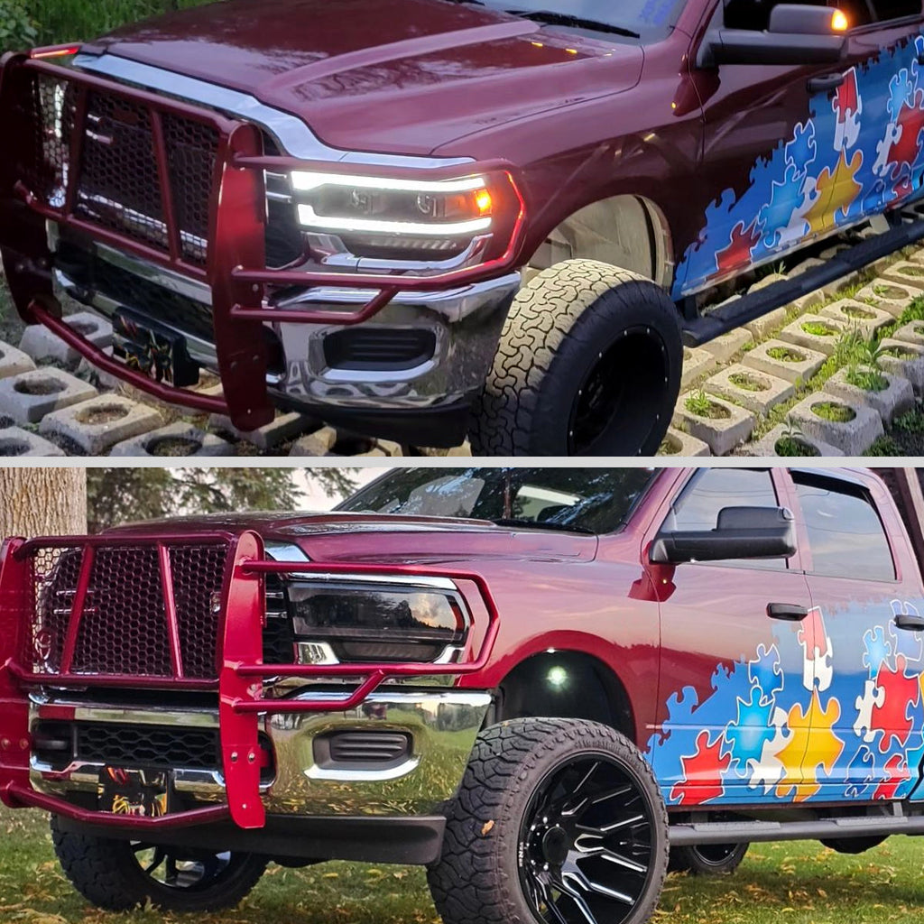 2019-2024 Dodge RAM 2500/3500/4500/5500 Switchback Sequential LED Turn Signal Projector Headlights (Jet Black Housing/Smoked Lens)
