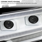 2019-2024 Dodge RAM 2500/3500/4500/5500 Switchback Sequential LED Turn Signal Projector Headlights (White Housing/Clear Lens)