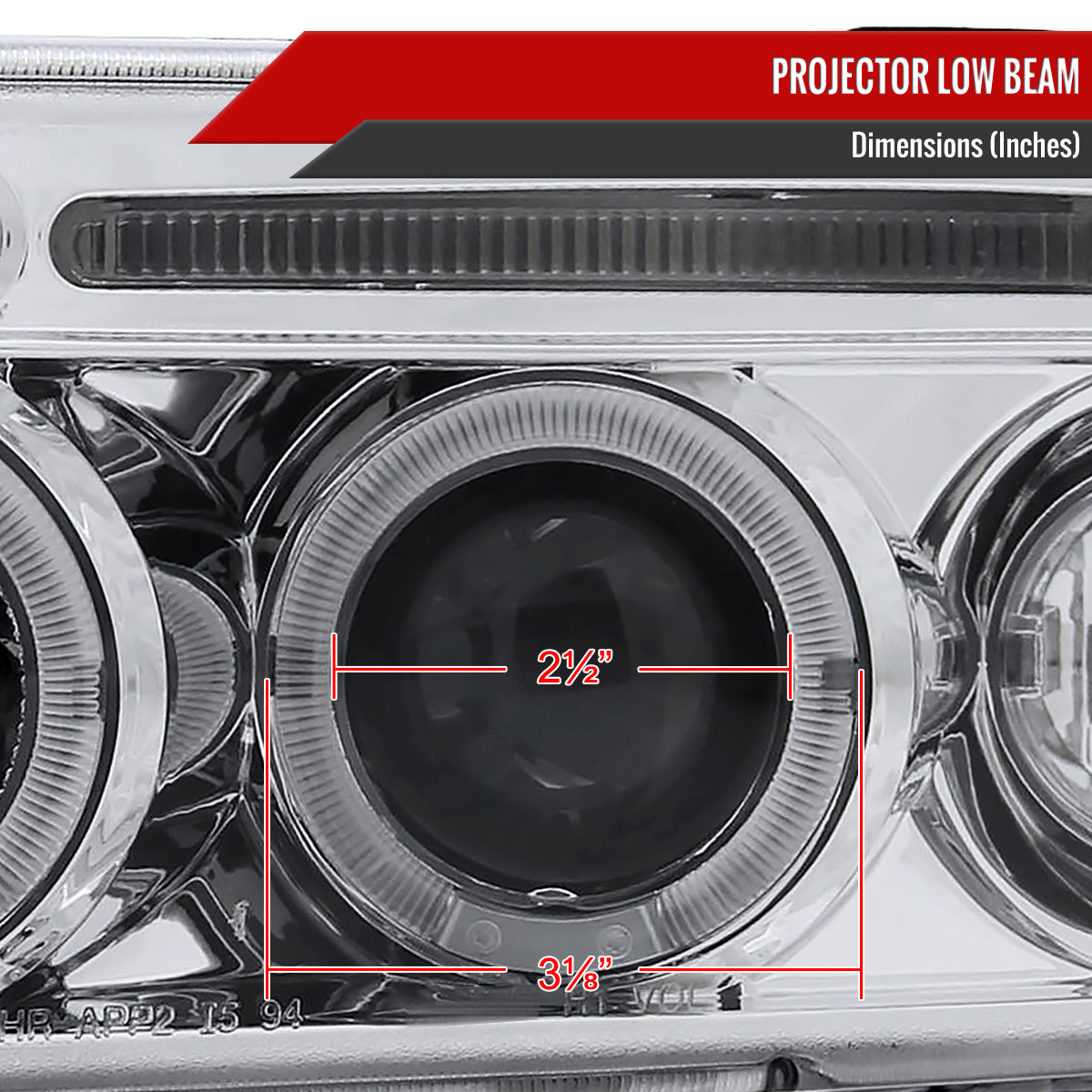 1994-2001 Dodge RAM 1500 2500 3500 Dual Halo Projector Headlights (Chrome Housing/Clear Lens)