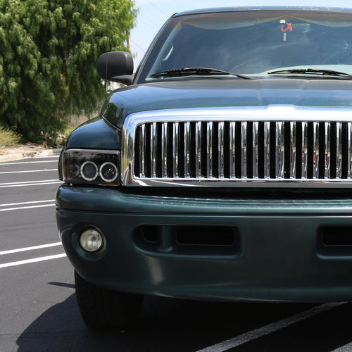 1994-2001 Dodge RAM 1500 2500 3500 Dual Halo Projector Headlights (Jet Black Housing/Clear Lens)