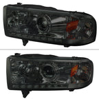 1994-2001 Dodge RAM 1500 2500 3500 Projector Headlights w/ SMD LED Light Strip (Chrome Housing/Smoked Lens)