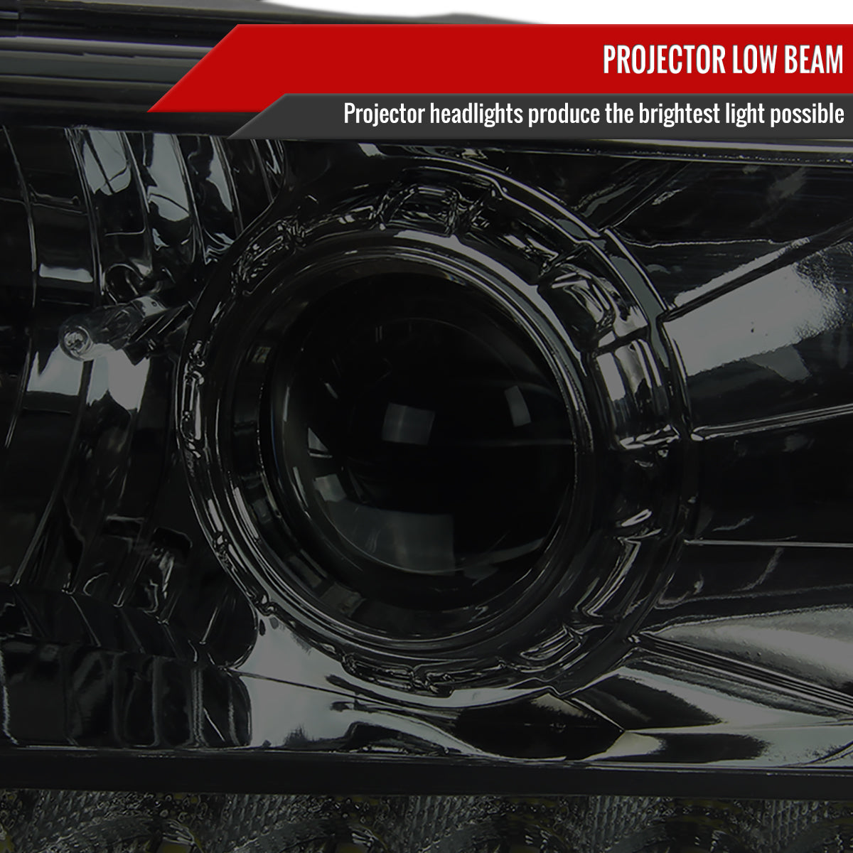 1994-2001 Dodge RAM 1500 2500 3500 Projector Headlights w/ SMD LED Light Strip (Chrome Housing/Smoked Lens)