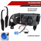 1994-2001 Dodge RAM 1500 2500 3500 Projector Headlights w/ SMD LED Light Strip (Chrome Housing/Smoked Lens)