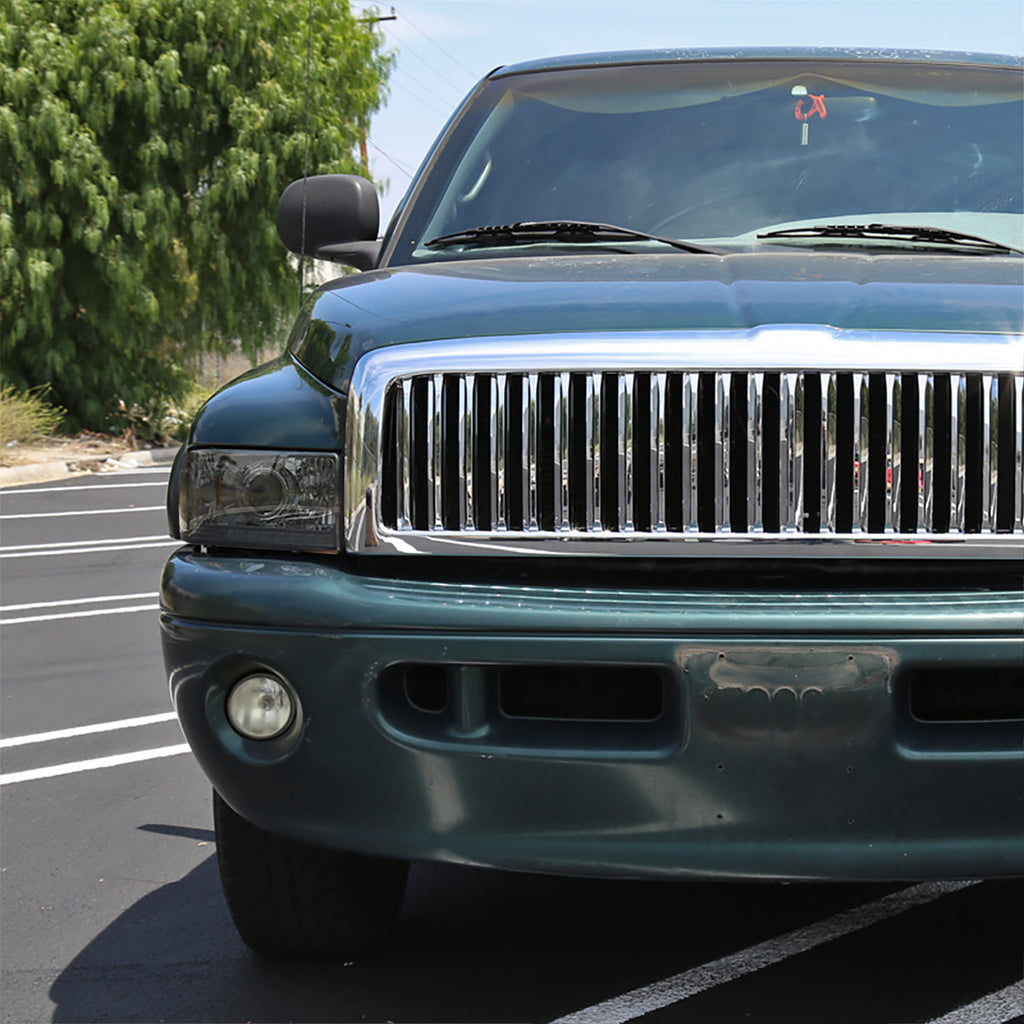 1994-2001 Dodge RAM 1500 2500 3500 Projector Headlights w/ SMD LED Light Strip (Chrome Housing/Smoked Lens)