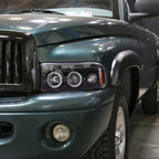1994-2001 Dodge RAM 1500 2500 3500 Dual Halo Projector Headlights (Glossy Black Housing/Smoked Lens)