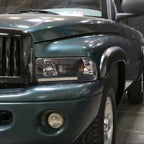1994-2001 Dodge RAM 1500/ 1994-2002 RAM 2500 3500 Projector Headlights w/ SMD LED Light Strip (Matte Black Housing/Clear Lens)