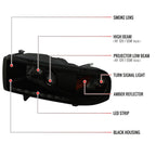 1994-2001 Dodge RAM 1500/ 1994-2002 RAM 2500 3500 Projector Headlights w/ SMD LED Light Strip (Black Housing/Smoked Lens)