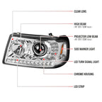 2001-2011 Ford Ranger Projector Headlights w/ LED Light Strip & LED Turn Signal Lights (Chrome Housing/Clear Lens)