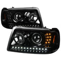 2001-2011 Ford Ranger Projector Headlights w/ LED Light Strip & LED Turn Signal Lights (Jet Black Housing/Clear Lens)