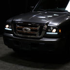 2001-2011 Ford Ranger Projector Headlights w/ LED Light Strip & LED Turn Signal Lights (Matte Black Housing/Clear Lens)