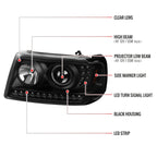 2001-2011 Ford Ranger Projector Headlights w/ LED Light Strip & LED Turn Signal Lights (Matte Black Housing/Clear Lens)