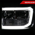 2007-2013 GMC Sierra 1500 / 2007-2014 Sierra 1500HD 2500HD 3500HD / 2009-2013 Sierra 1500 Hybrid LED C-Bar Projector Headlights (Chrome Housing/Clear Lens)