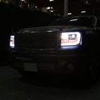 2007-2013 GMC Sierra 1500 / 2007-2014 Sierra 1500HD 2500HD 3500HD / 2009-2013 Sierra 1500 Hybrid LED C-Bar Projector Headlights (Chrome Housing/Clear Lens)