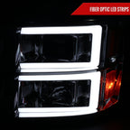 2007-2013 GMC Sierra / 2007-2014 Sierra 1500HD 2500HD 3500HD / 2009-2013 Sierra 1500 Hybrid Dual LED C-Bar Projector Headlights (Chrome Housing/Clear Lens)