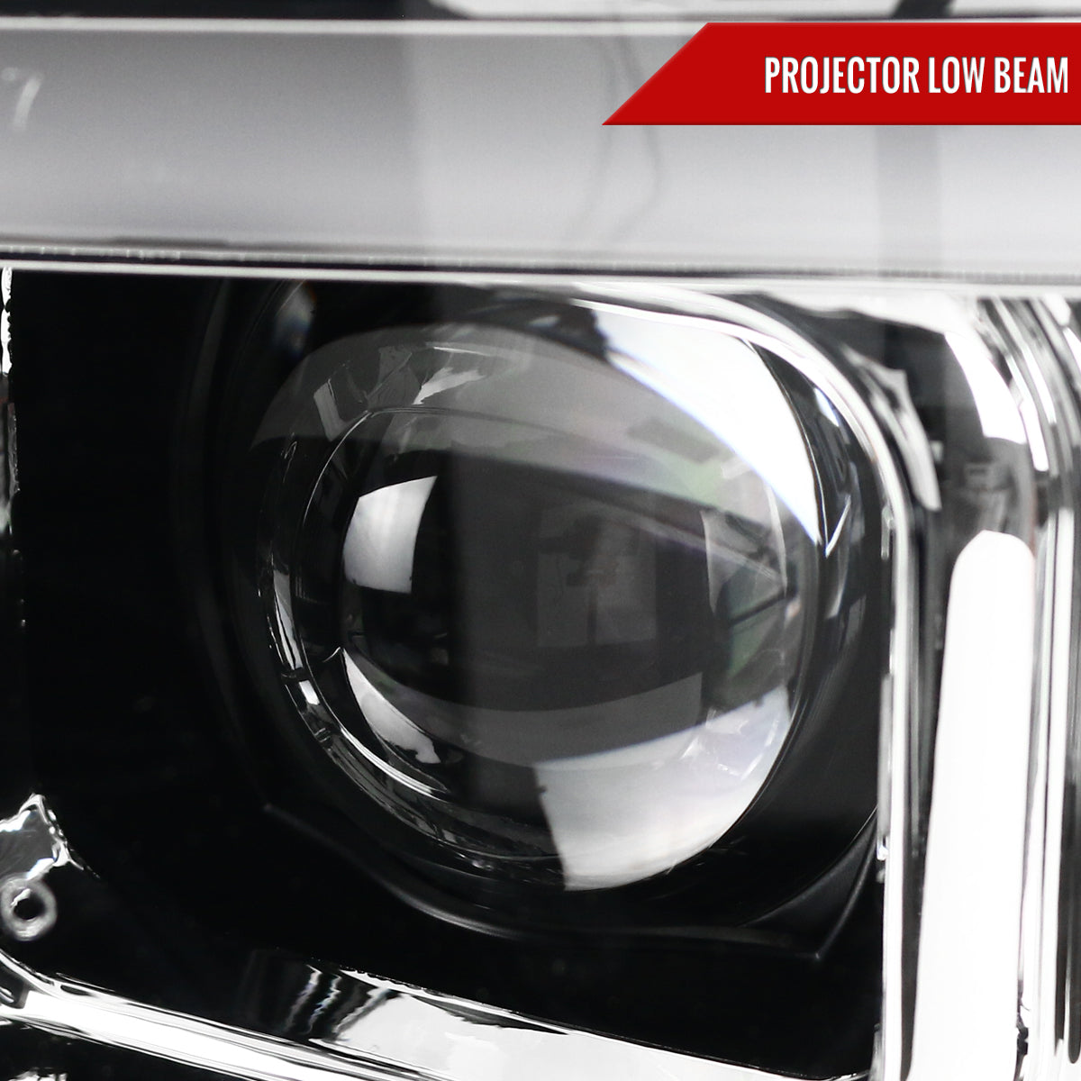 2007-2013 GMC Sierra / 2007-2014 Sierra 1500HD 2500HD 3500HD / 2009-2013 Sierra 1500 Hybrid Dual LED C-Bar Projector Headlights (Chrome Housing/Clear Lens)