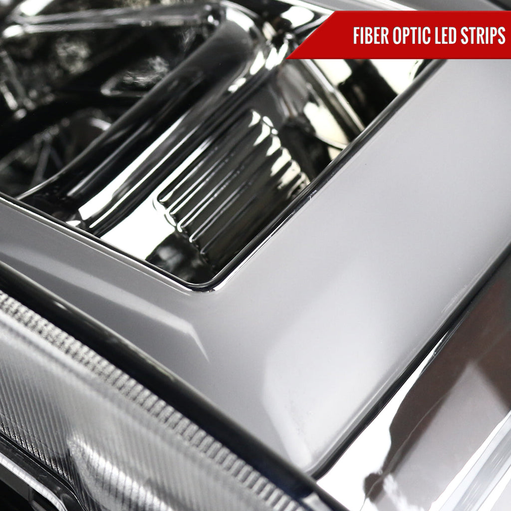 2007-2013 GMC Sierra / 2007-2014 Sierra 1500HD 2500HD 3500HD / 2009-2013 Sierra 1500 Hybrid Dual LED C-Bar Projector Headlights (Chrome Housing/Clear Lens)