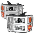 2007-2013 GMC Sierra / 2007-2014 Sierra 1500HD 2500HD 3500HD / 2009-2013 Sierra 1500 Hybrid Dual LED C-Bar Projector Headlights (Chrome Housing/Clear Lens)