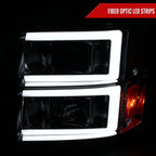 2007-2013 GMC Sierra 1500/2007-2014 Sierra Denali Dual LED C-Bar Projector Headlights (Chrome Housing/Smoked Lens)