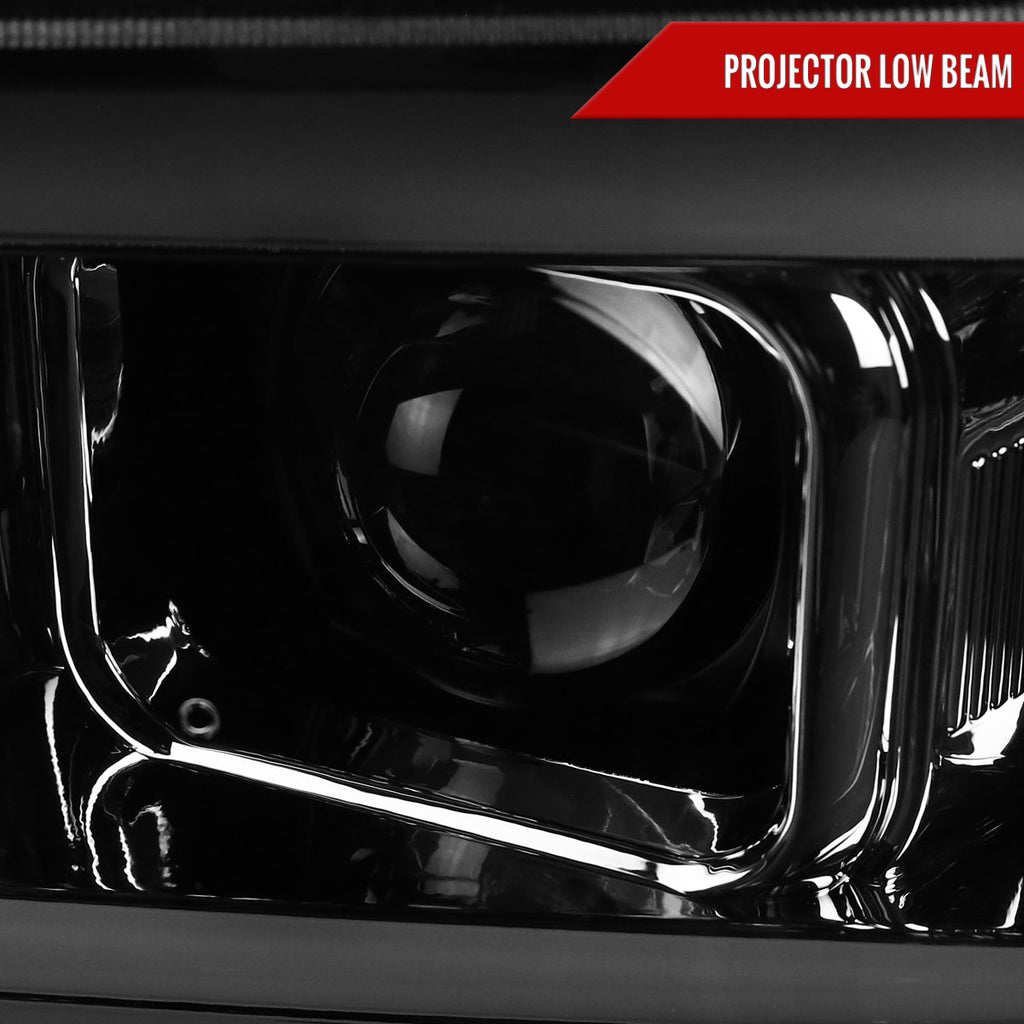 2007-2013 GMC Sierra 1500/2007-2014 Sierra Denali Dual LED C-Bar Projector Headlights (Chrome Housing/Smoked Lens)