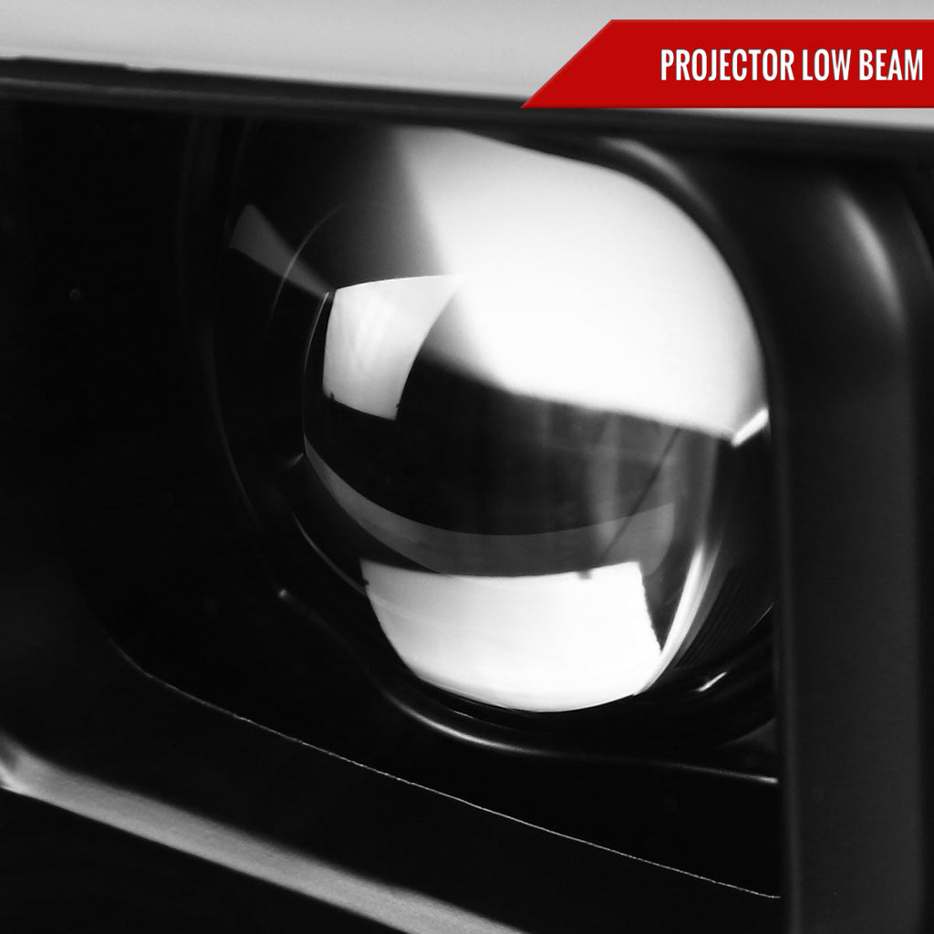 2007-2013 GMC Sierra / 2007-2014 Sierra 1500HD 2500HD 3500HD / 2009-2013 Sierra 1500 Hybrid Dual LED C-Bar Projector Headlights (Matte Black Housing/Clear Lens)