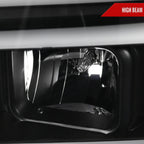 2007-2013 GMC Sierra / 2007-2014 Sierra 1500HD 2500HD 3500HD / 2009-2013 Sierra 1500 Hybrid Dual LED C-Bar Projector Headlights (Matte Black Housing/Clear Lens)