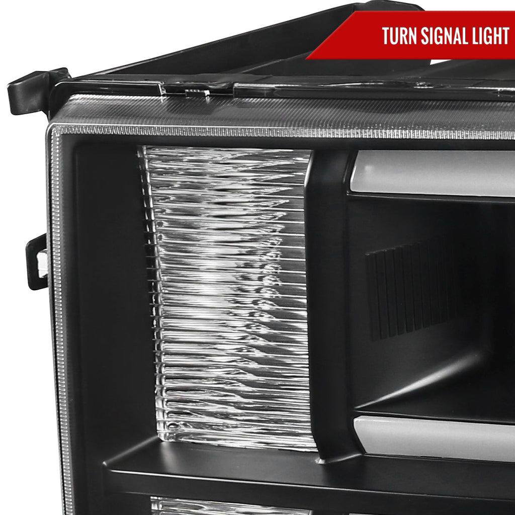 2007-2013 GMC Sierra / 2007-2014 Sierra 1500HD 2500HD 3500HD / 2009-2013 Sierra 1500 Hybrid Dual LED C-Bar Projector Headlights (Matte Black Housing/Clear Lens)