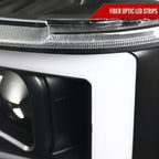 2007-2013 GMC Sierra / 2007-2014 Sierra 1500HD 2500HD 3500HD / 2009-2013 Sierra 1500 Hybrid Dual LED C-Bar Projector Headlights (Matte Black Housing/Clear Lens)
