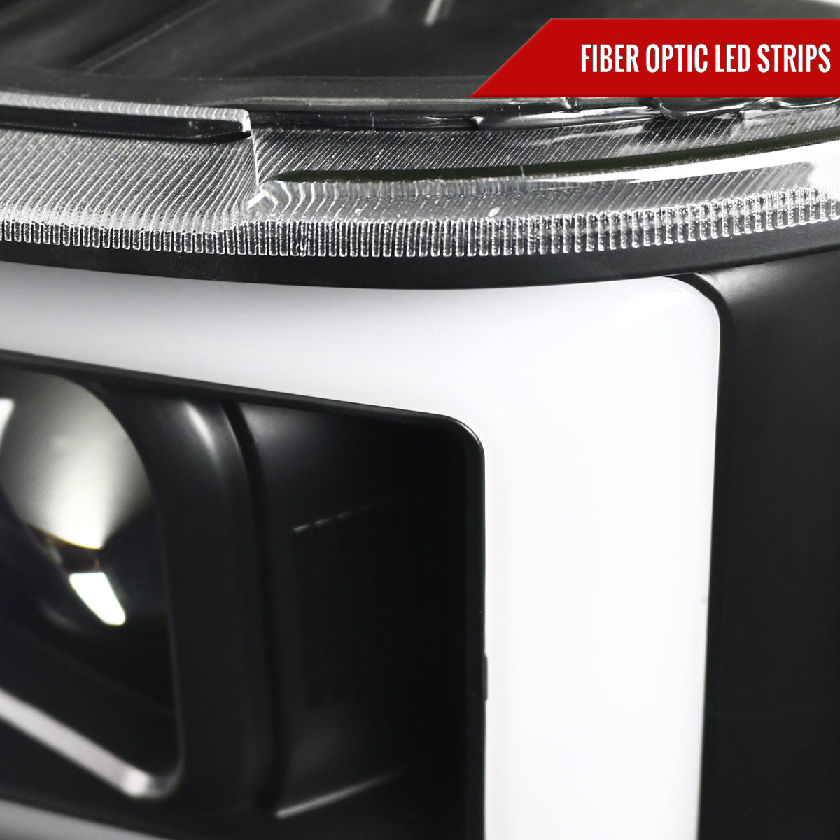 2007-2013 GMC Sierra / 2007-2014 Sierra 1500HD 2500HD 3500HD / 2009-2013 Sierra 1500 Hybrid Dual LED C-Bar Projector Headlights (Matte Black Housing/Clear Lens)
