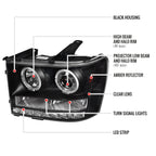 2007-2014 GMC Sierra SMD Dual Halo Projector Headlights (Matte Black Housing/Clear Lens)