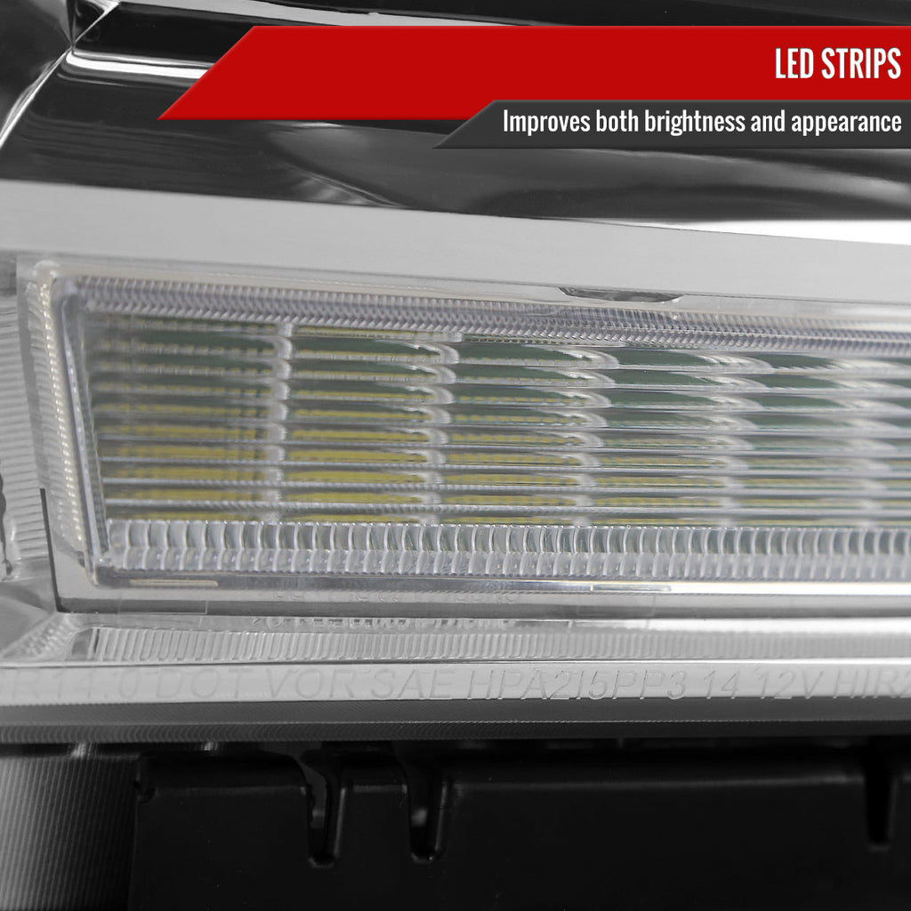 2014-2019 GMC Sierra LED Light Strip Projector Headlights (Chrome Housing/Clear Lens)