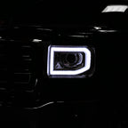 2014-2019 GMC Sierra 1500/2500HD/3500HD LED Bar Projector Headlight w/ LED Turn Signals (Chrome Housing/Clear Lens)