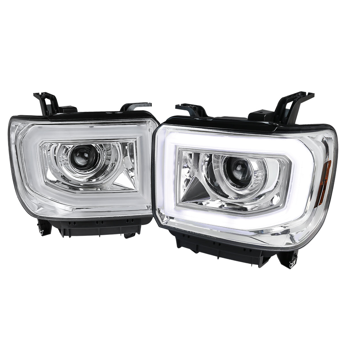 2014-2019 GMC Sierra 1500/2500HD/3500HD LED Bar Projector Headlight w/ LED Turn Signals (Chrome Housing/Clear Lens)