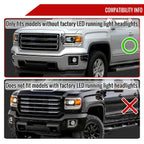 2014-2019 GMC Sierra 1500/2500/3500 LED Bar Projector Headlights w/ LED Turn Signals Lights (Glossy Black Housing/Smoked Lens)