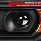 2014-2019 GMC Sierra 1500/2500HD/3500HD Projector Headlights w/ Amber Reflectors (Matte Black Housing/Clear Lens)