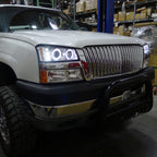 2002-2006 Chevrolet Avalanche/ 2003-2007 Silverado Dual Halo Projector Headlights (Chrome Housing/Clear Lens)