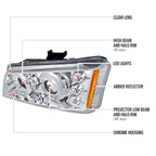 2002-2006 Chevrolet Avalanche/ 2003-2007 Silverado Dual Halo Projector Headlights (Chrome Housing/Clear Lens)