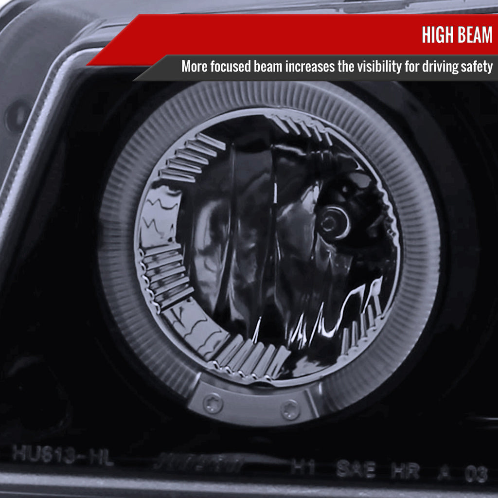 2002-2006 Chevrolet Avalanche/ 2003-2007 Silverado Dual Halo Projector Headlights (Glossy Black Housing/Smoked Lens)