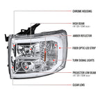 2007-2013 Chevrolet Silverado 1500/ 2007-2014 Silverado 2500HD 3500HD LED C-Bar Projector Headlights (Chrome Housing/Clear Lens)