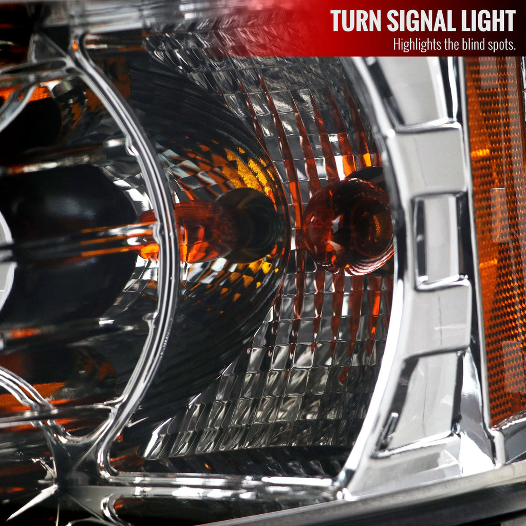 2007-2013 Chevrolet Silverado 1500/ 2007-2014 Silverado 2500HD 3500HD Dual U-Ring Halo Projector Headlights w/ LED Light Strip (Chrome Housing/Clear Lens)